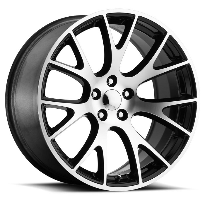 Machine-Black Hellcat 22 x 9.0 Wheels 05-up LX Cars, Challenger - Click Image to Close